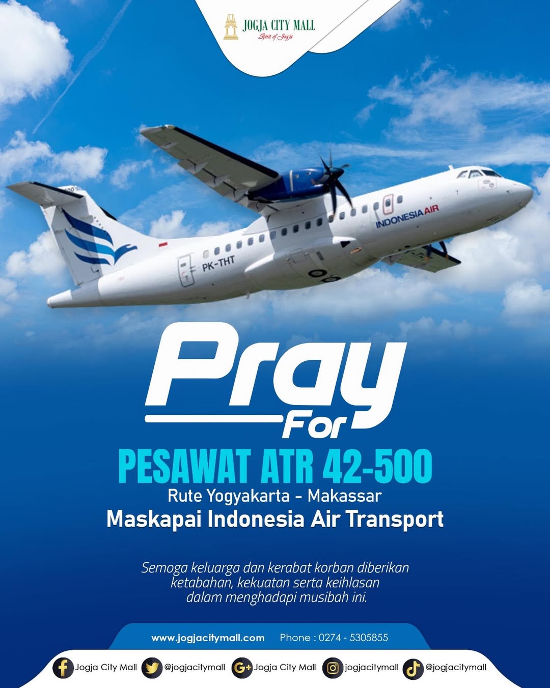 PRAY FOR PESAWAT ATR 42-500 RUTE YOGYAKARTA - MAKASSAR